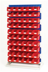 Bott Louvre 1775mm high Static Rack c/w 120 Red Plastic Bins Bott Static Verso Louvre Racks | Freestanding Panel Racks | Small Parts Storage 16917232.11V 